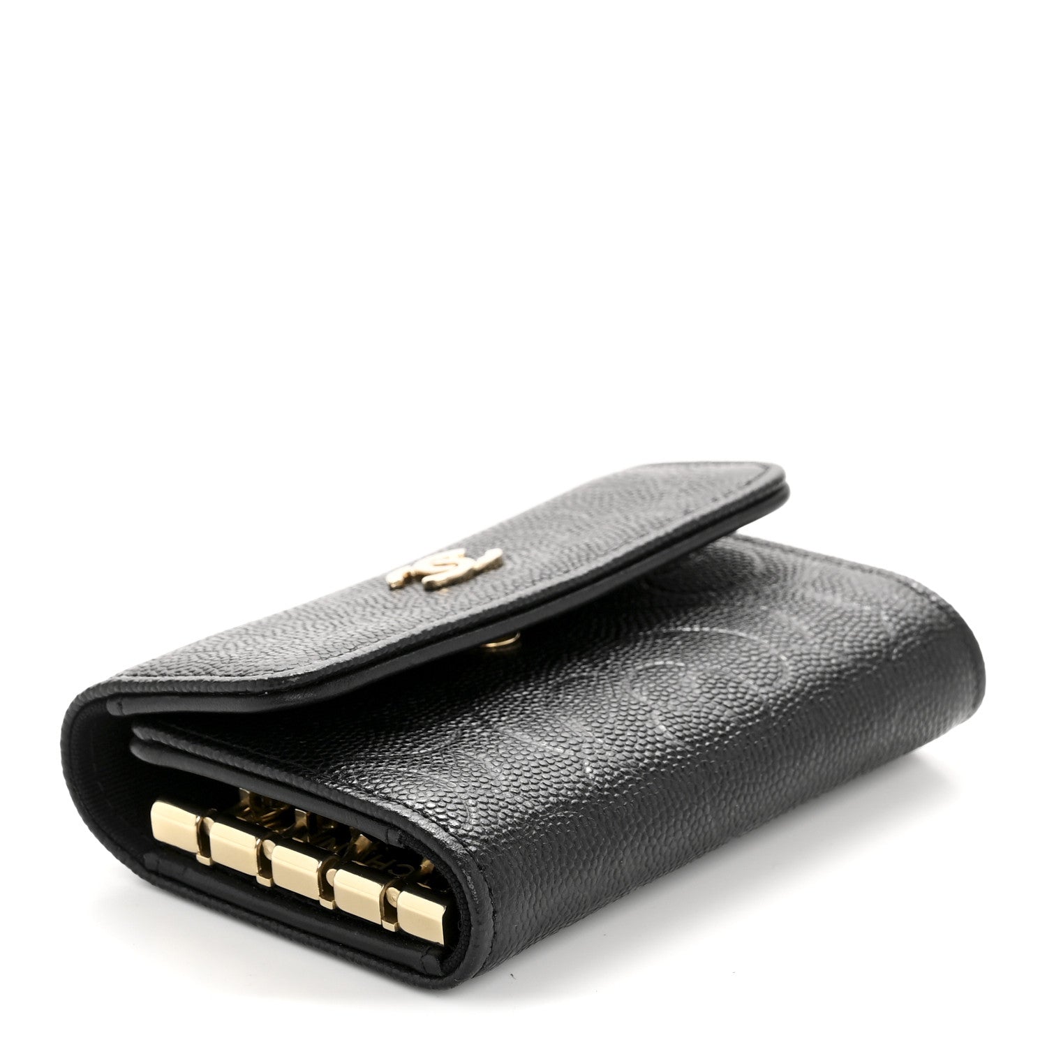 Chanel Caviar Embossed Camellia 4 Key Holder Case Black 4 of 9
