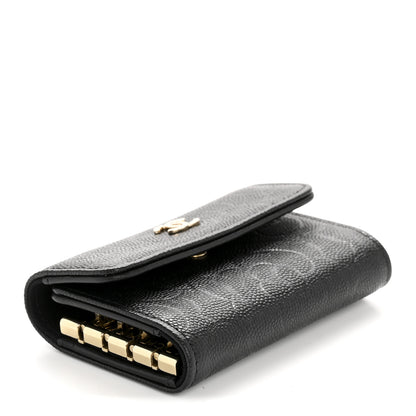 Chanel Caviar Embossed Camellia 4 Key Holder Case Black 4 of 9