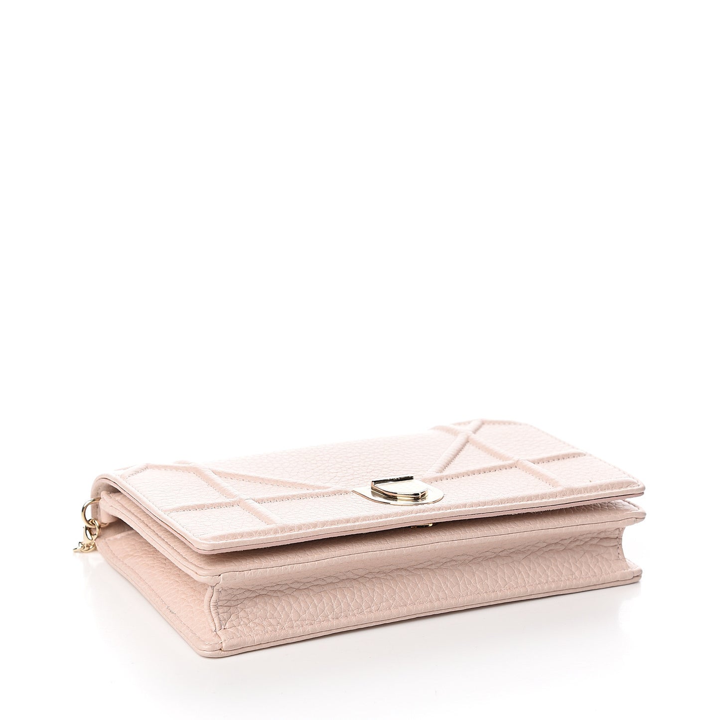 Grained Calfskin Diorama Wallet on Chain Pouch Nude