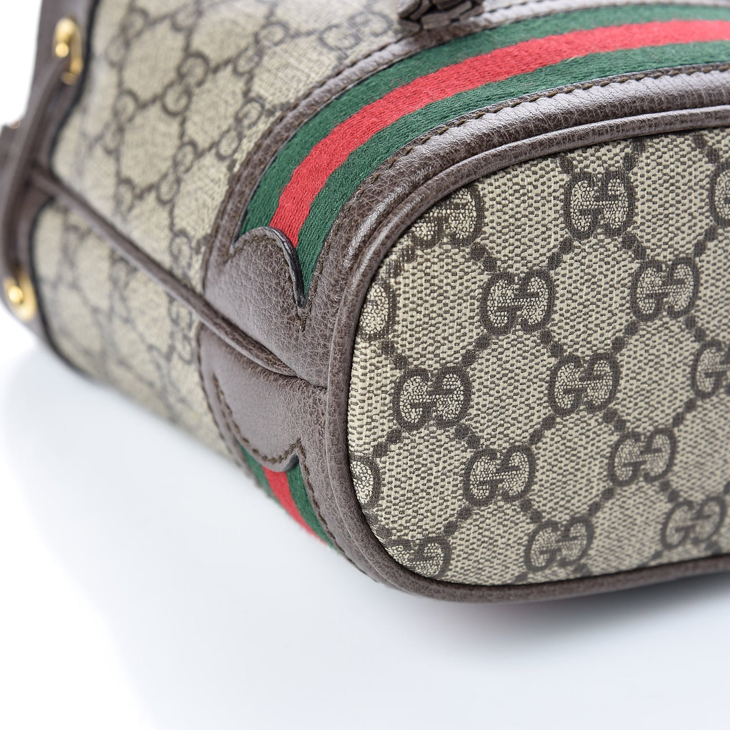 GG Supreme Monogram Web Mini Ophidia Bucket Bag Brown