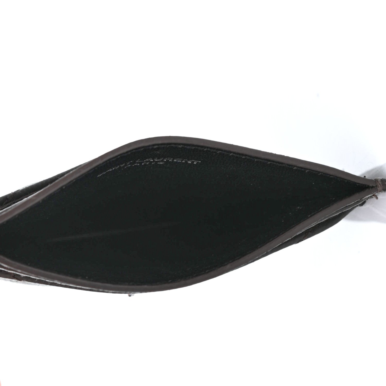 Saint Laurent Grain De Poudre Matelasse Chevron Monogram Credit Card Case Coal 4 of 4