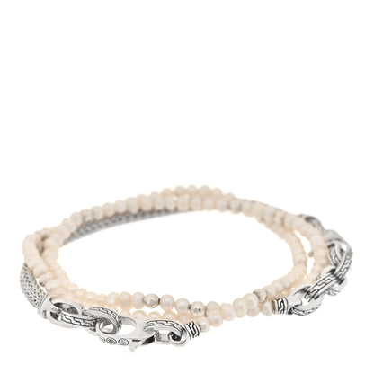 John Hardy Sterling Silver Freshwater Cultured Pearl Convertible Wrap Bracelet 1 of 3