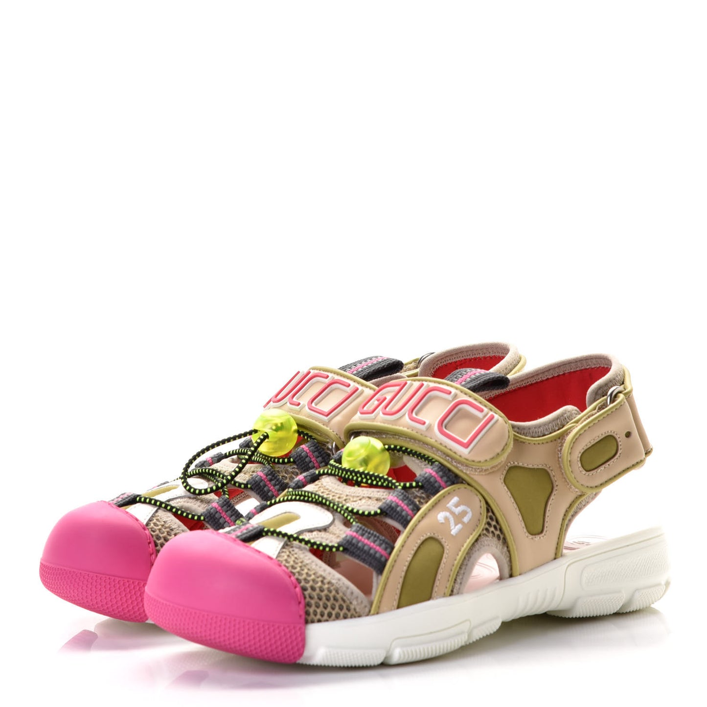 Mesh Fabric Tinsel Sport Sandals 35.5 Loess Sand Box Pink