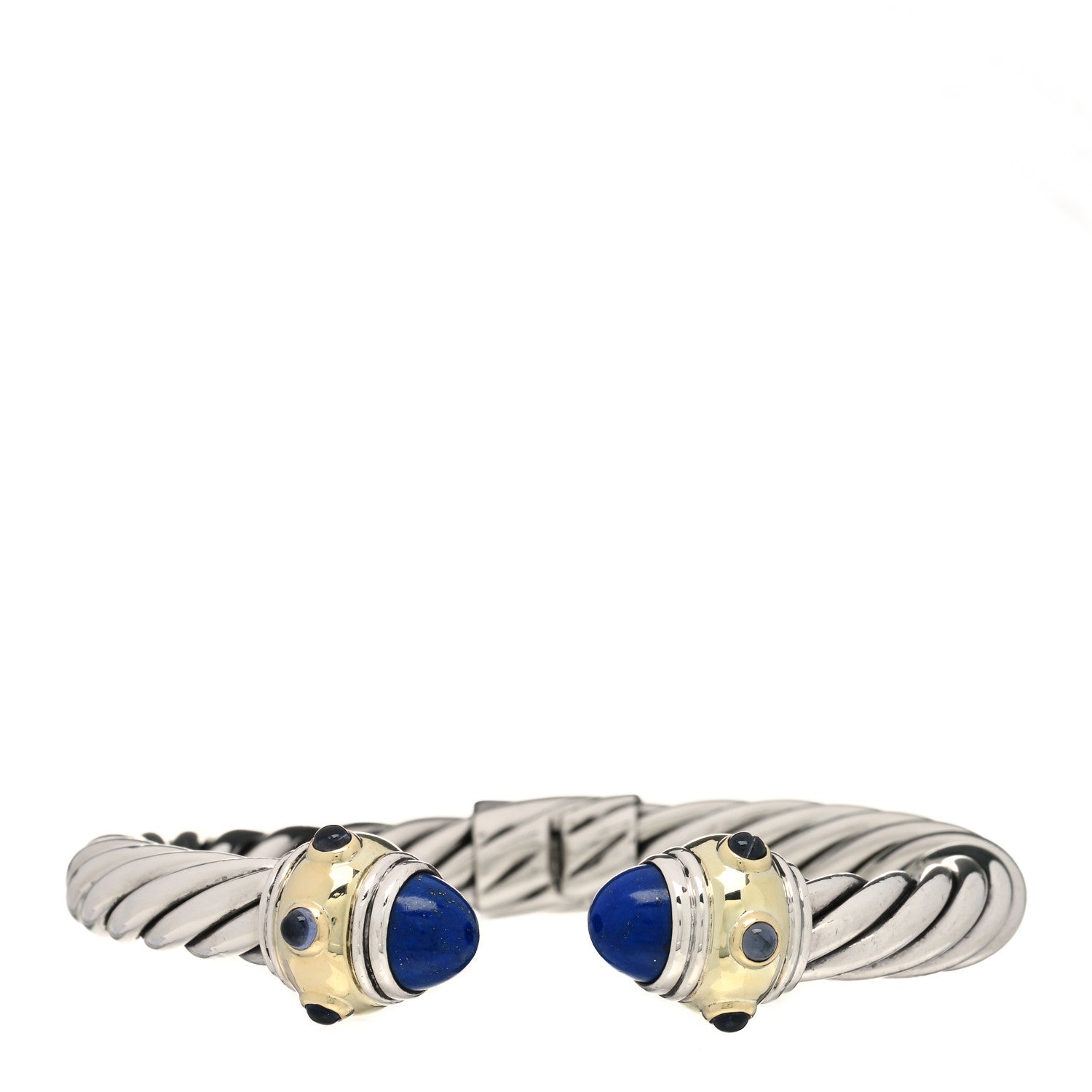 David Yurman Sterling Silver 14K Yellow Gold Lapis Lazuli Iolite 10mm Cable Renaissance Bracelet 1 of 5