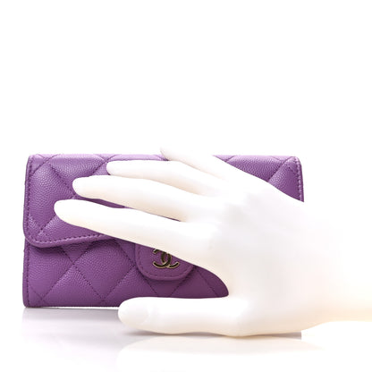 Chanel Caviar Quilted Medium Gusset Flap Wallet Purple 2 of 8