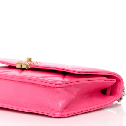 Chanel Lambskin Quilted Chanel 19 Wallet On Chain WOC Dark Pink 11 of 12