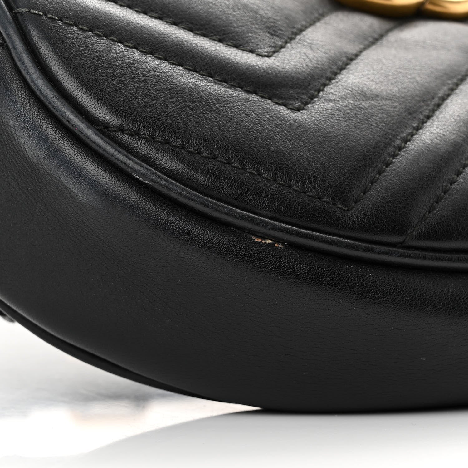 Gucci Calfskin Matelasse GG Marmont Belt Bag 75 30 Black 9 of 17