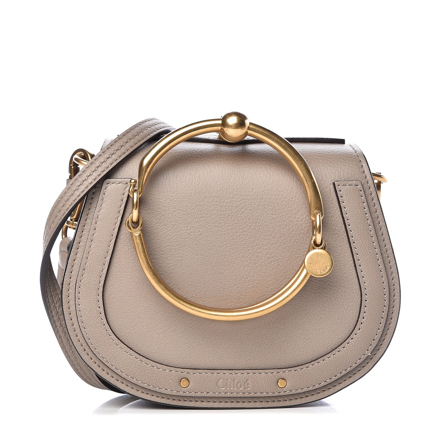 Calfskin Suede Small Nile Bracelet Bag Motty Grey