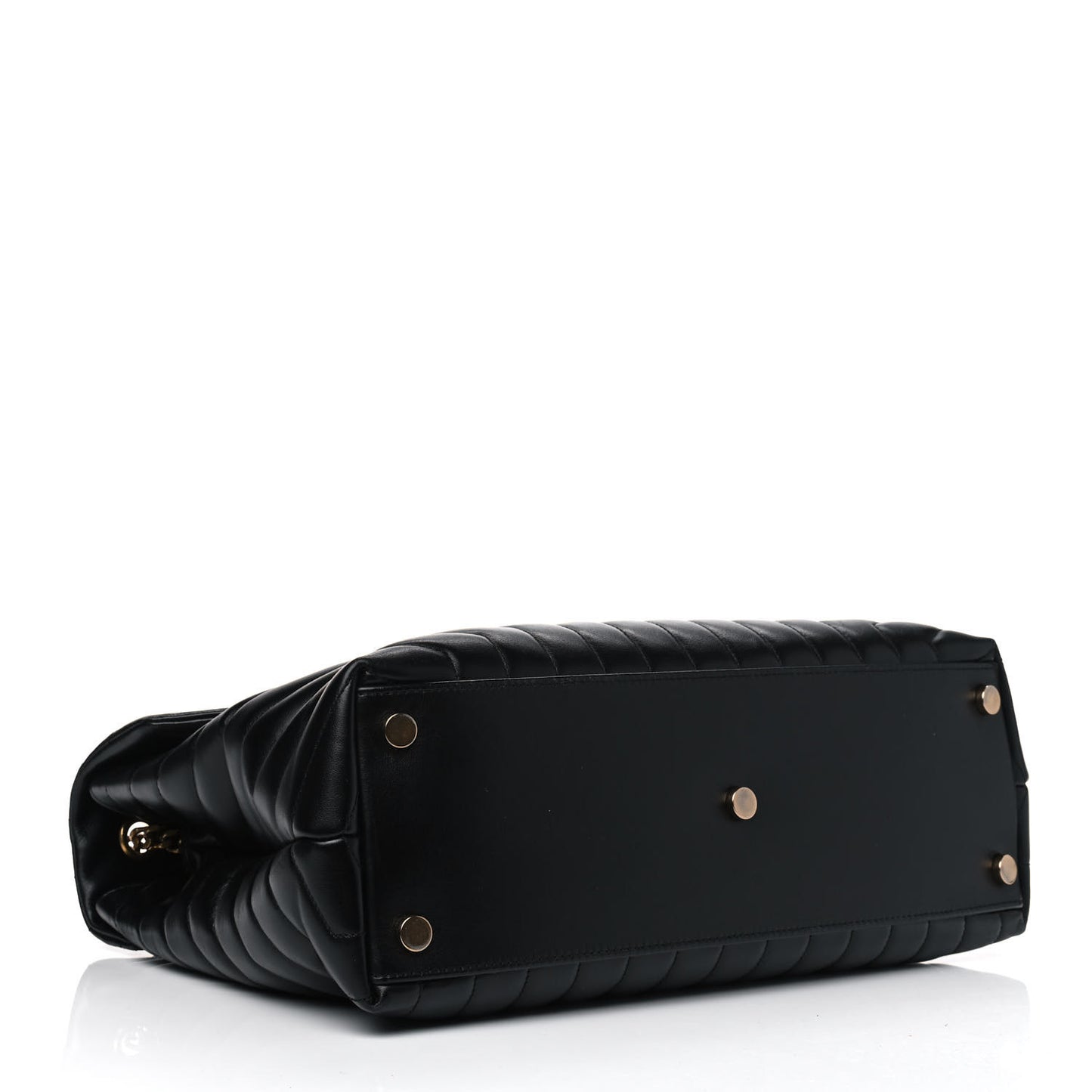 Calfskin Y Quilted Monogram Large Loulou Chain Satchel Black
