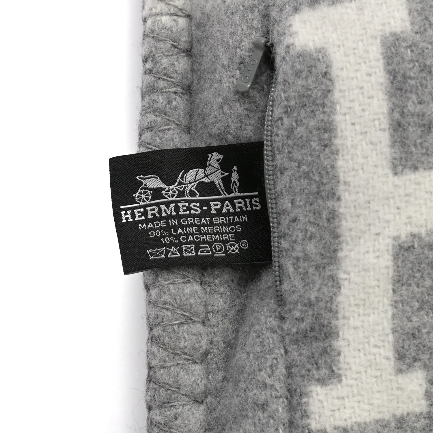 Hermes Wool Cashmere Avalon III Pillow PM Ecru Gris Clair 3 of 3