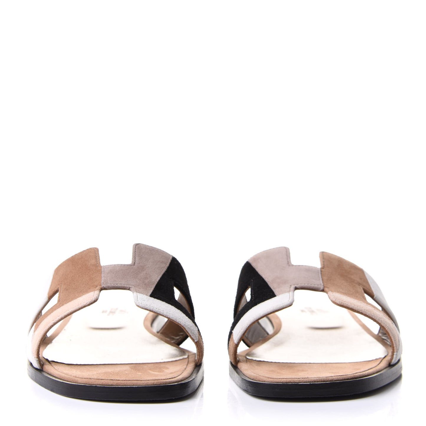 Velvet Goatskin Patchwork Oran Sandals 38.5 Multicolor Beige