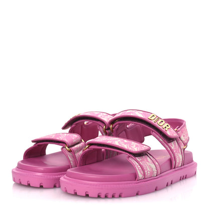 Christian Dior Technical Fabric All Over Butterflies Dioract 10mm Sandals 38 Peacock Pink 4 of 13