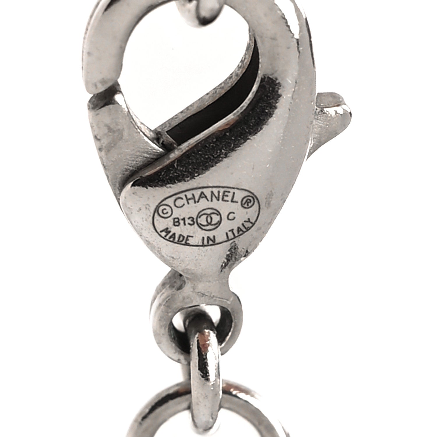Chanel Baguette Crystal CC Necklace Silver 5 of 5