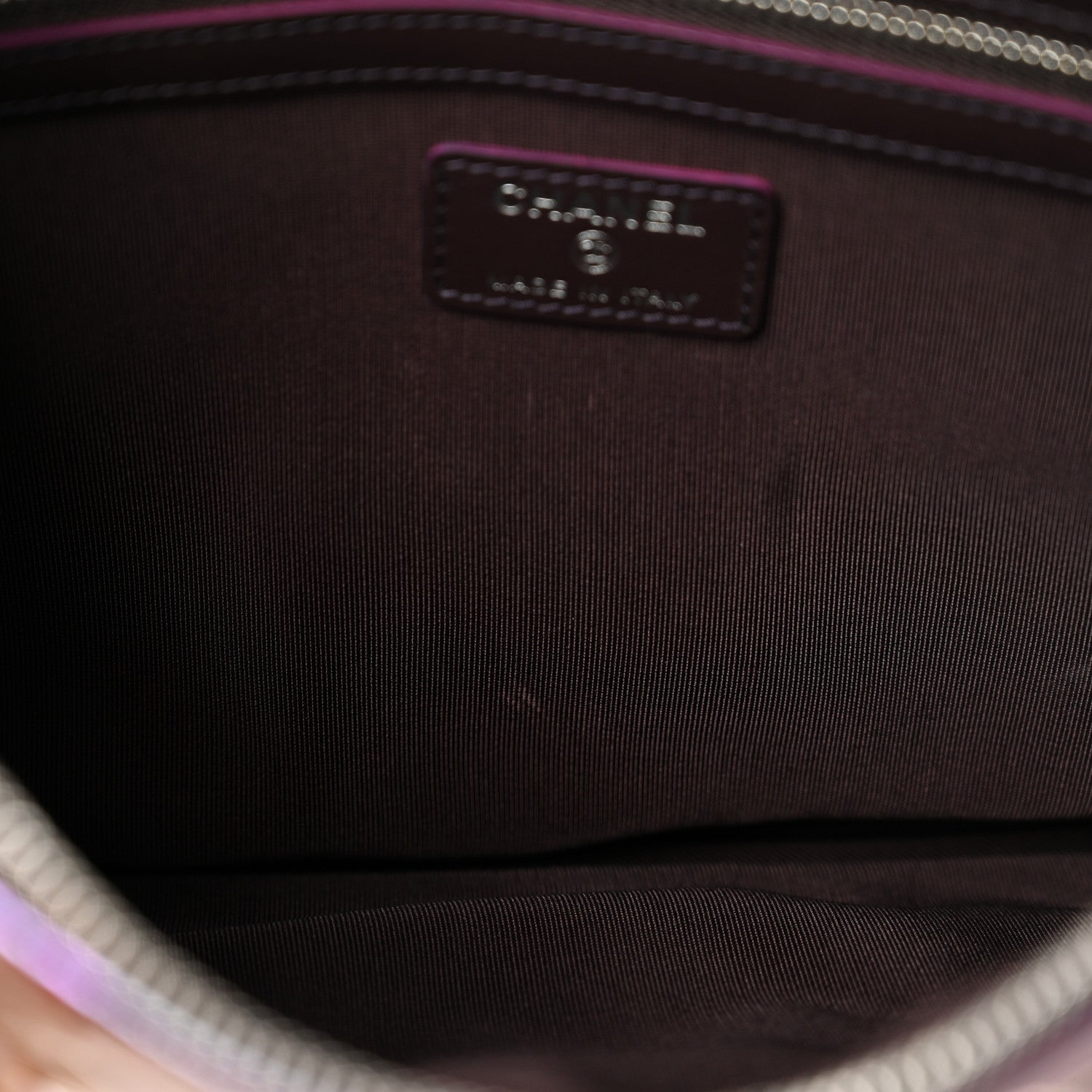 Chanel Iridescent Crumpled Calfskin CC Ripples Medium Cosmetic Case Purple 12 of 12