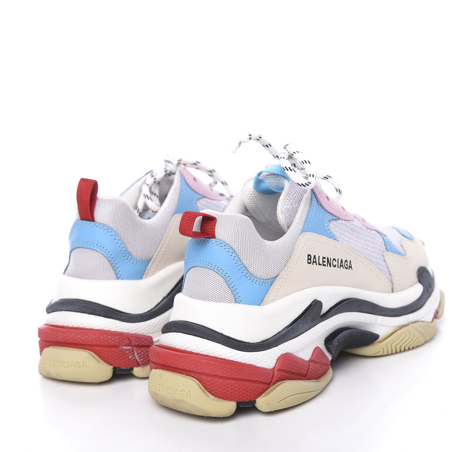 Fabric Mesh Womens Triple S Sneakers 36 White Blue Pink