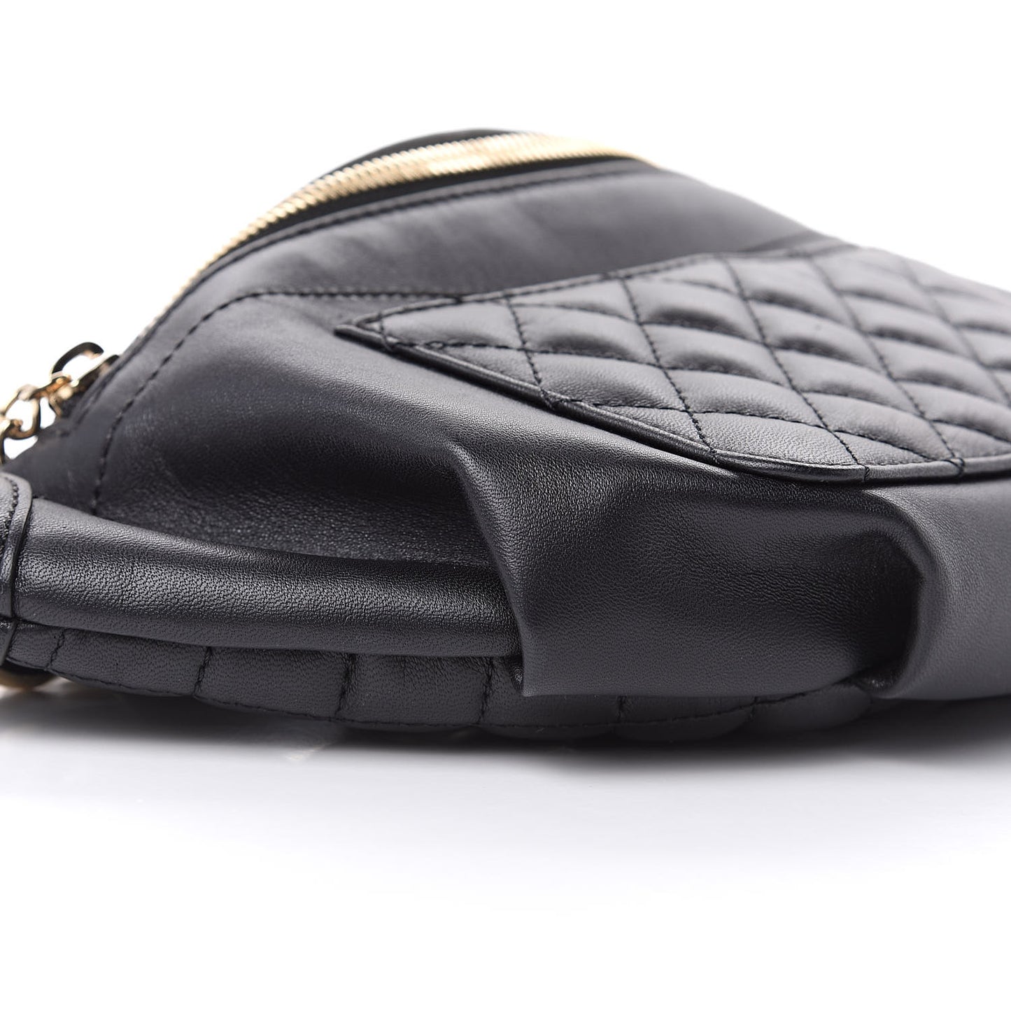 Lambskin Quilted Waist Bag Fanny Pack Black