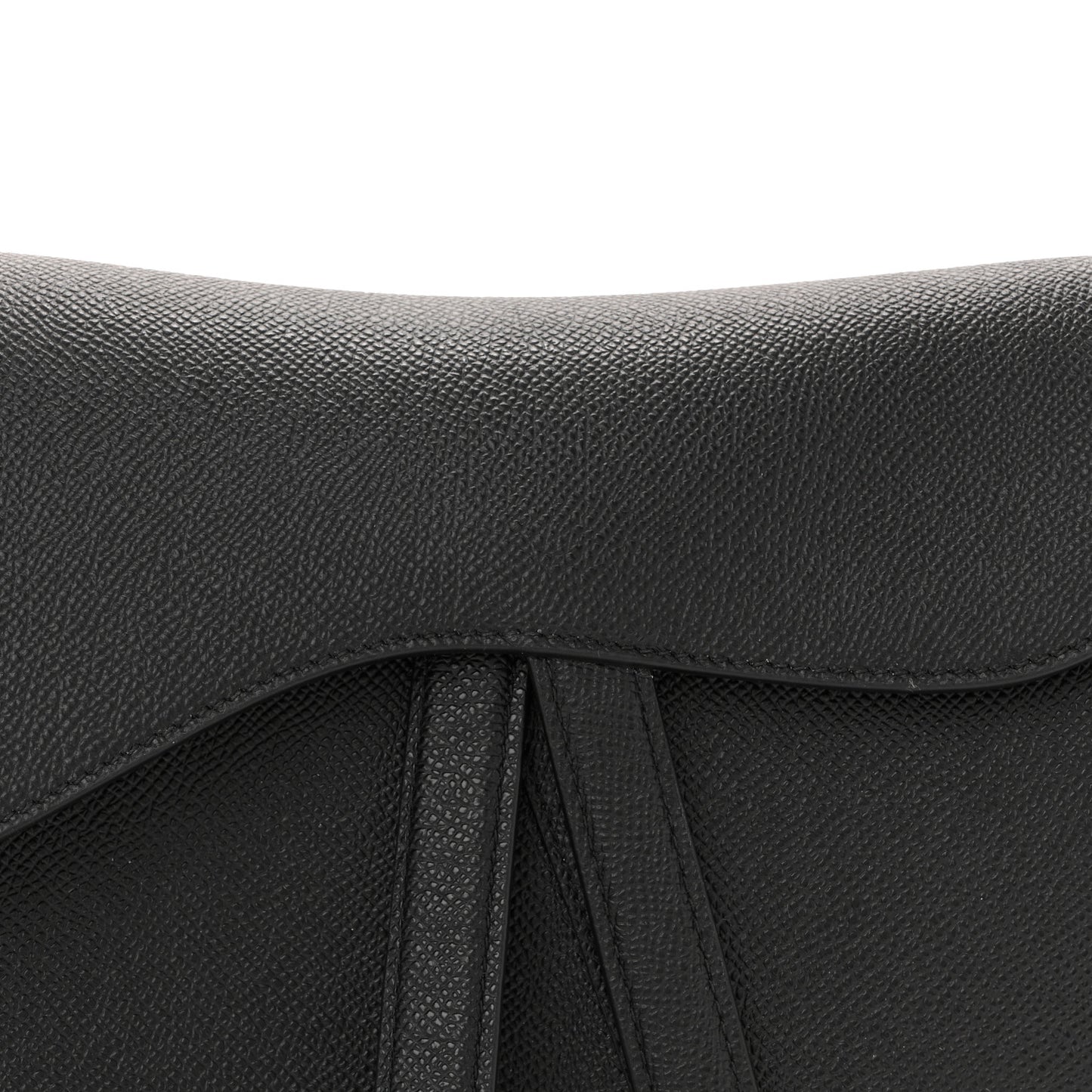 Grained Calfskin Saddle Bag Black