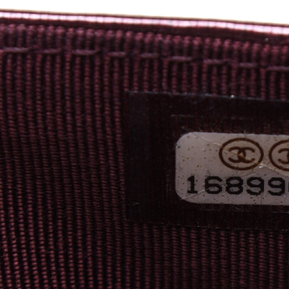 Chanel Striated Patent Quilted Wallet on Chain WOC Bordeaux 10 of 15