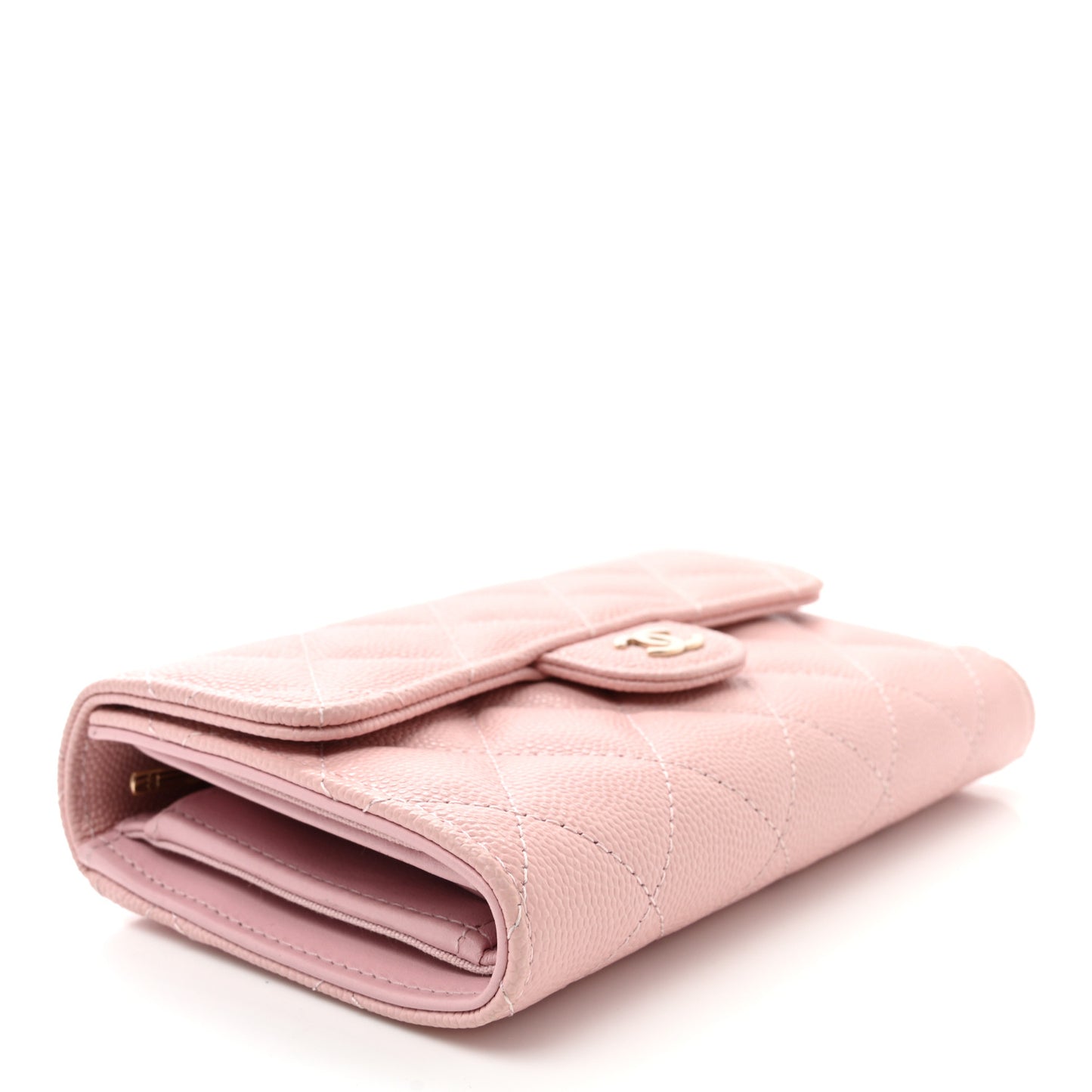 Caviar Quilted Medium Flap Wallet Light Pink