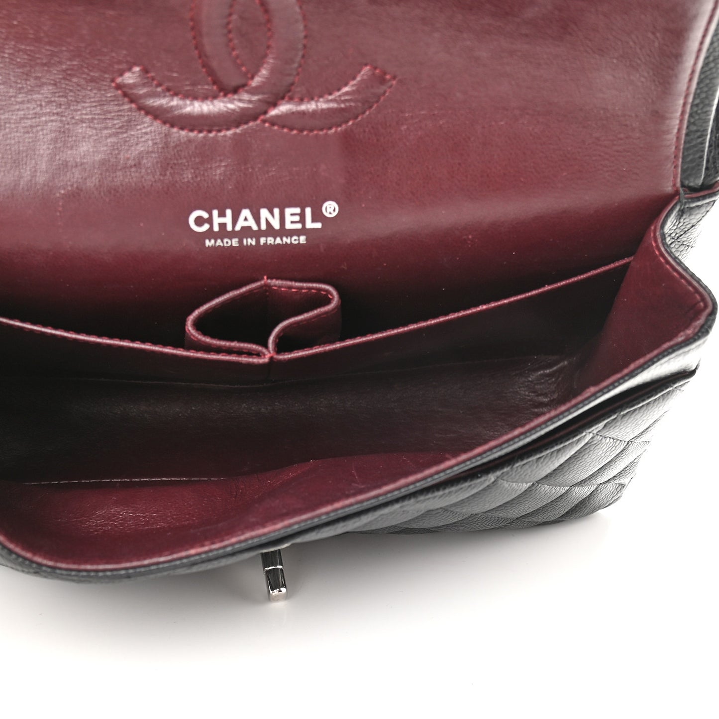 Caviar Quilted Medium Double Flap Black