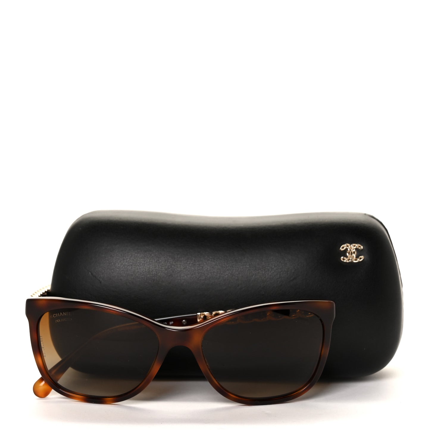 Acetate Polarized Butterfly CC Chain Sunglasses 5260-Q Tortoise