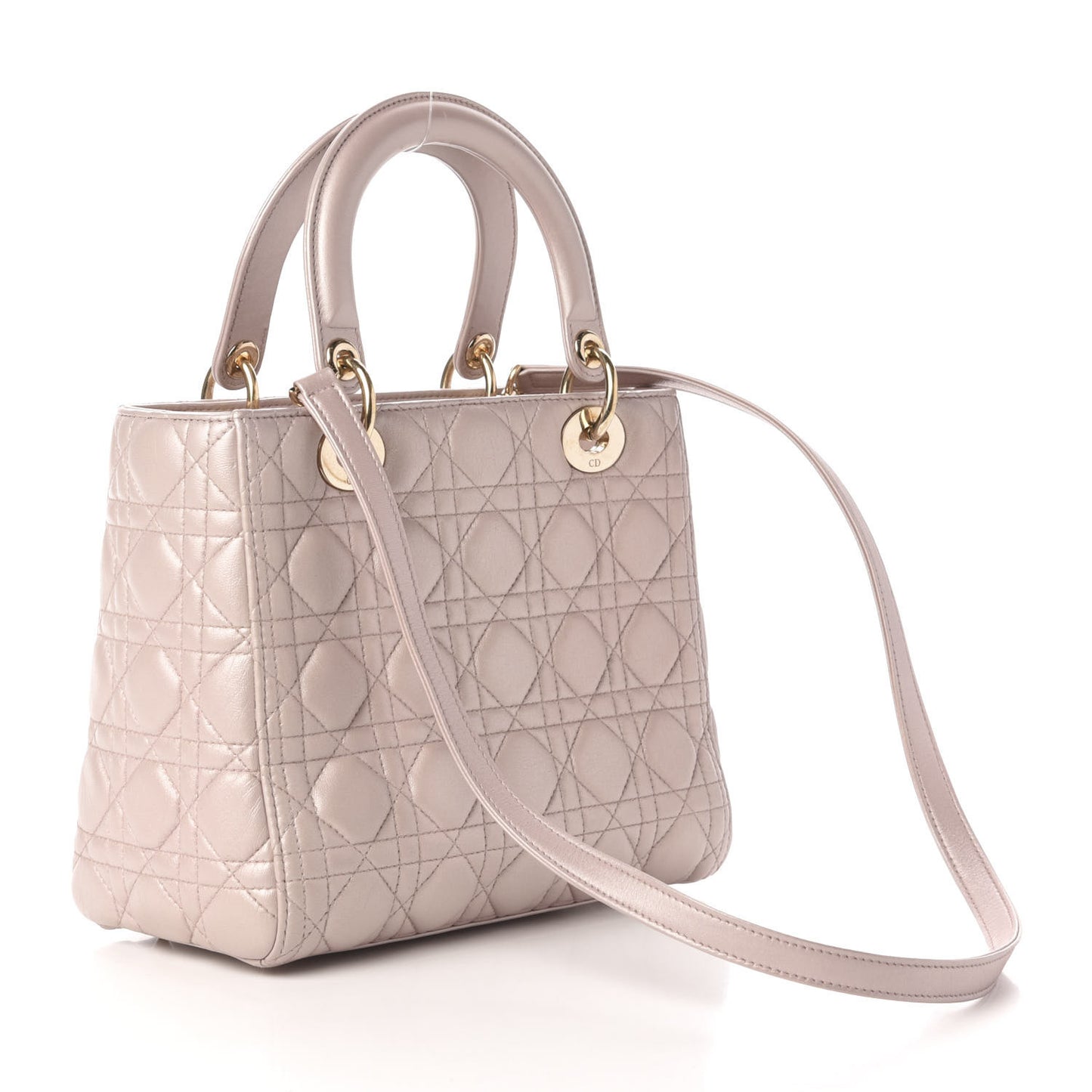 Pearly Lambskin Cannage Medium Lady Dior Lotus