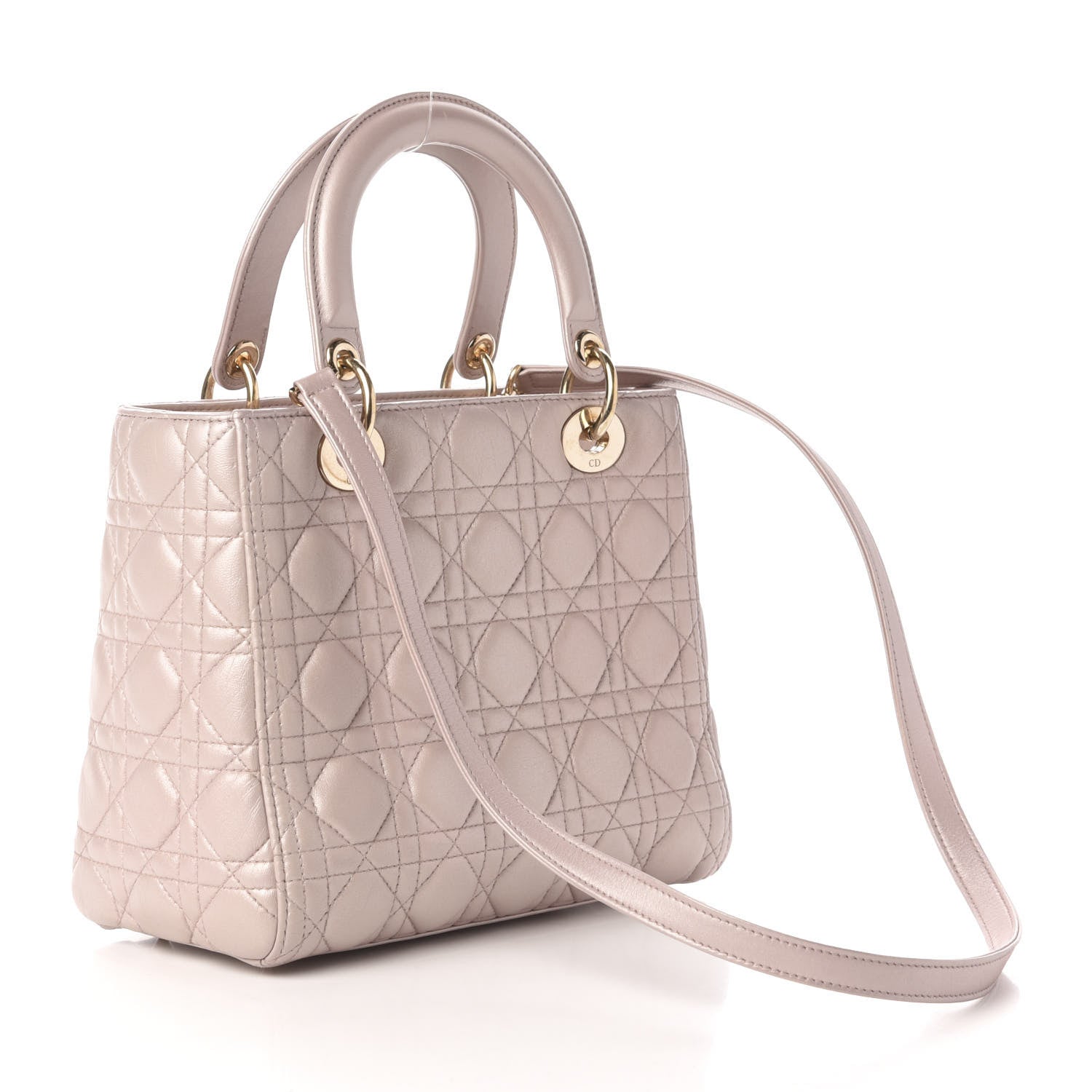 Christian Dior Pearly Lambskin Cannage Medium Lady Dior Lotus 3 of 11
