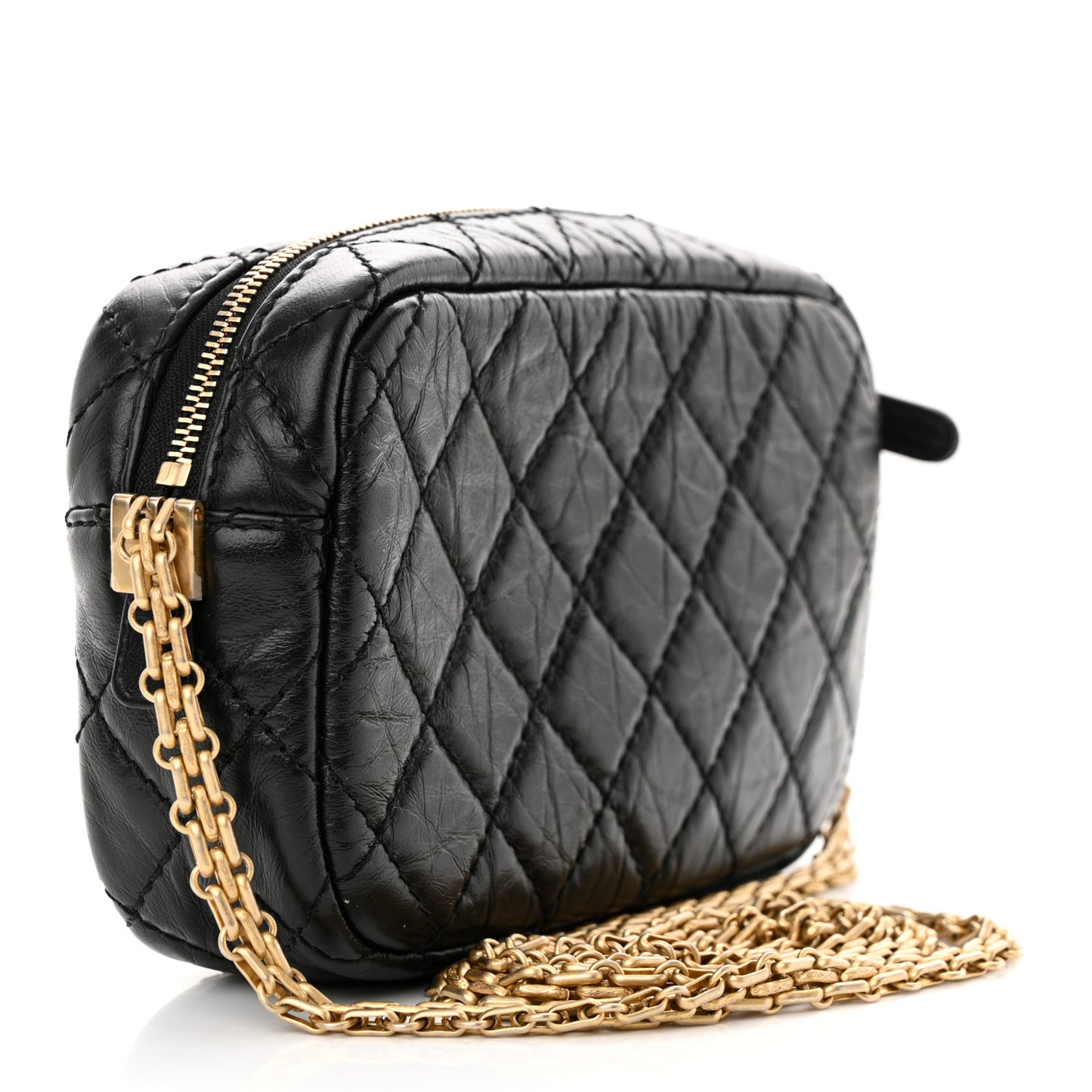 Aged Calfskin Quilted Mini Reissue Camera Case Black