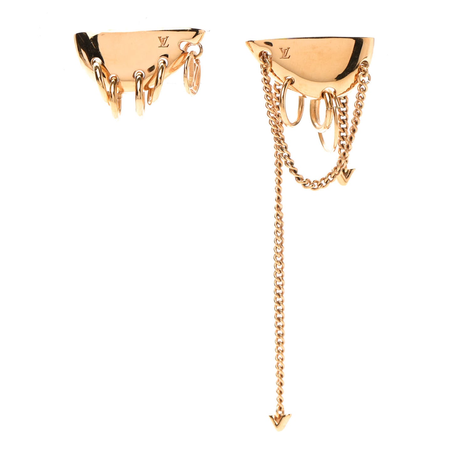 Brass Bionic Chain Earrings Gold