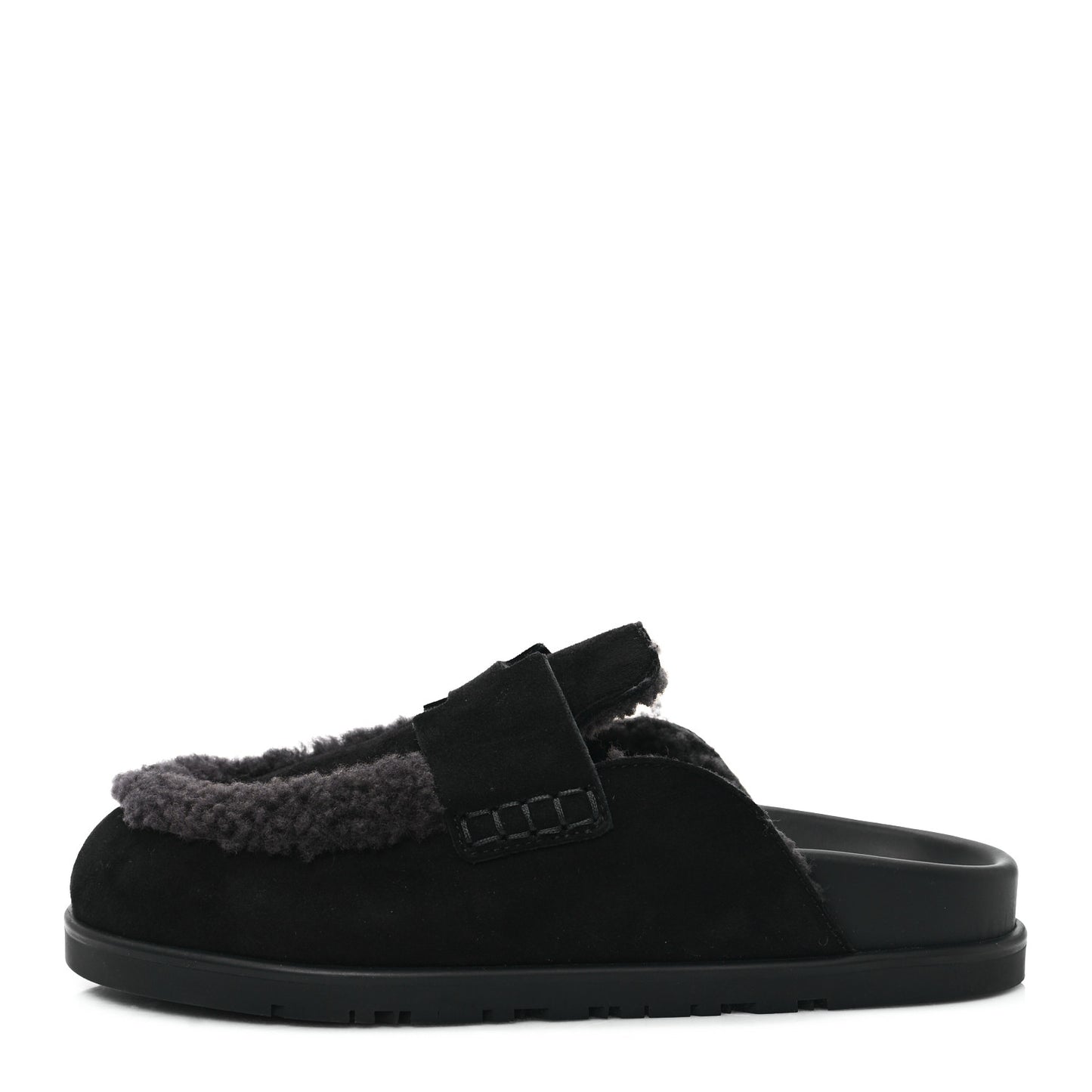 Suede Goatskin Shearling Go Mules 36 Black