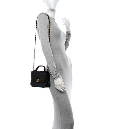 Chanel Lambskin Quilted Small Chain Infinity Top Handle Flap Black 2 of 14
