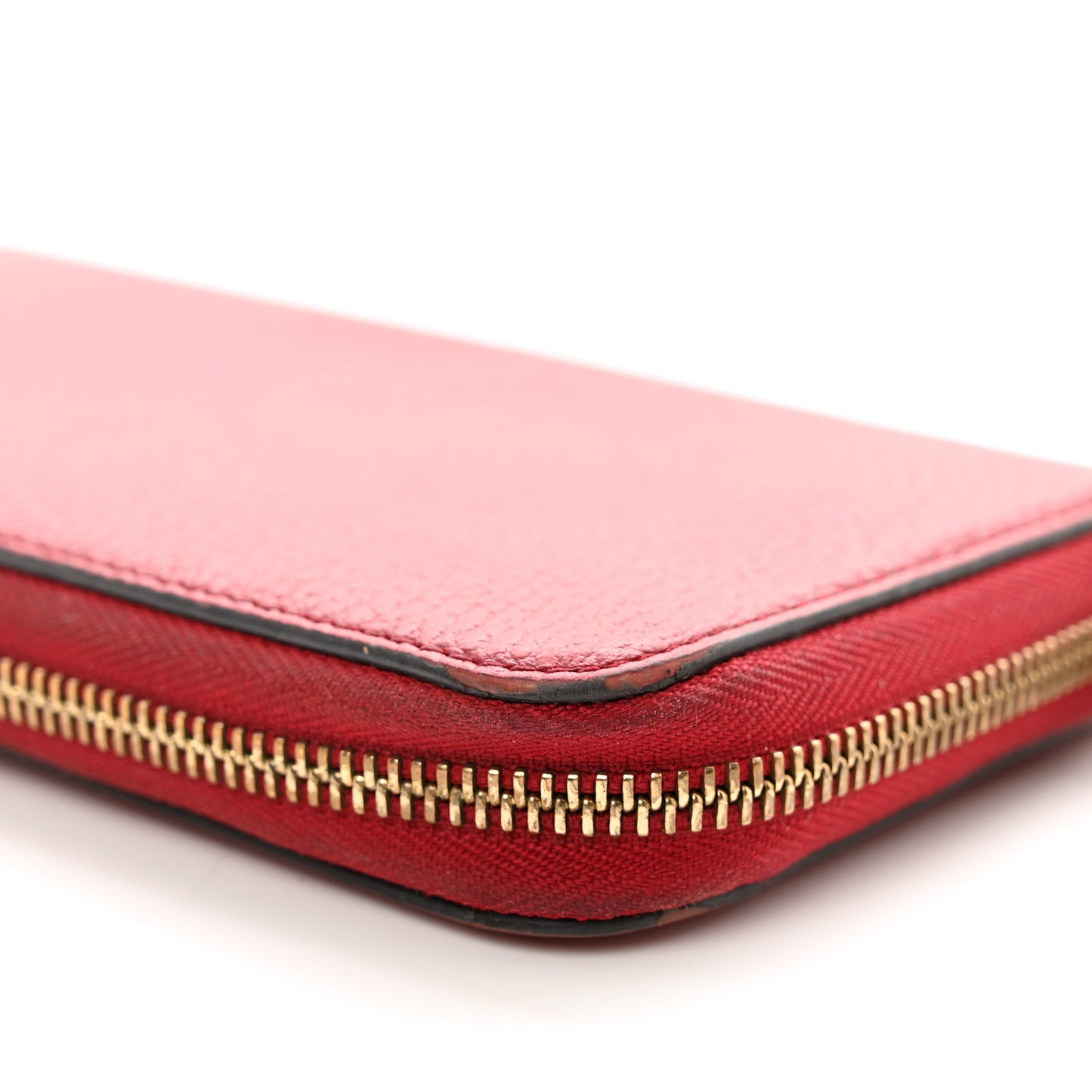 Dollar Calfskin Large Betty Zip Around Wallet Red