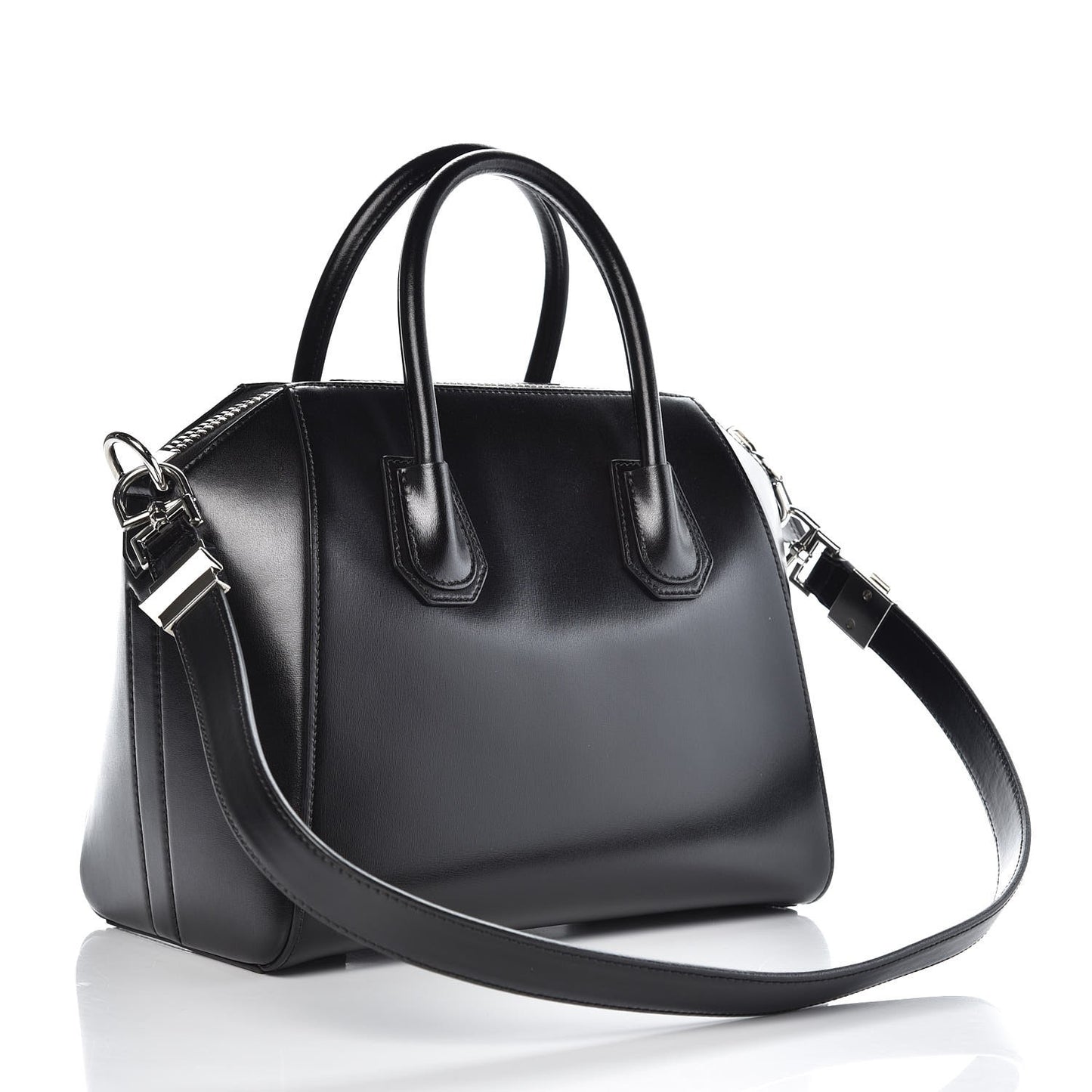 Shiny Lord Calfskin Small Antigona Black