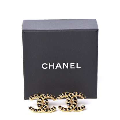 Chanel Resin Along The Nile CC Earrings Gold Black 5 of 5