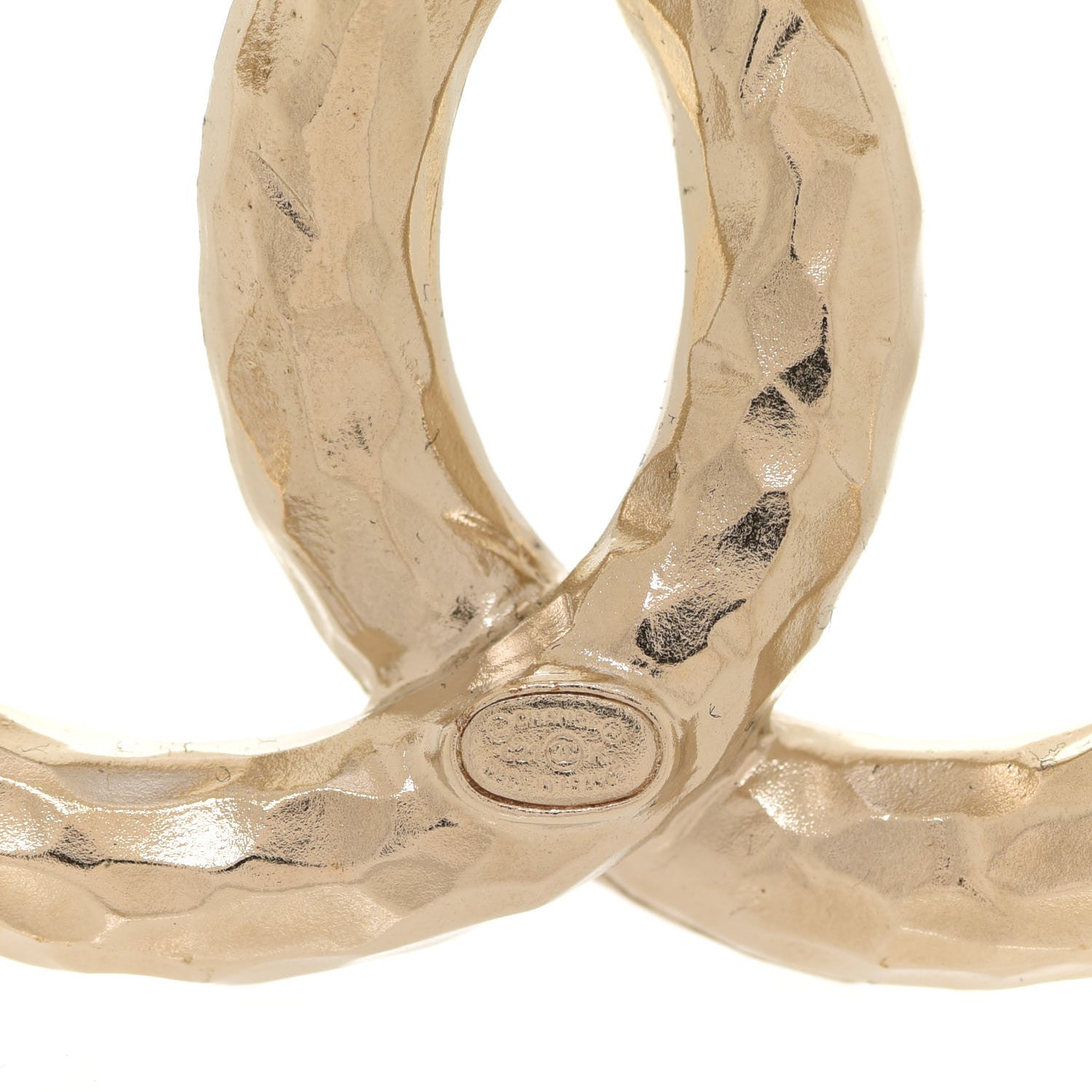 Chanel Textured Metal Crystal CC Brooch Light Gold 4 of 5