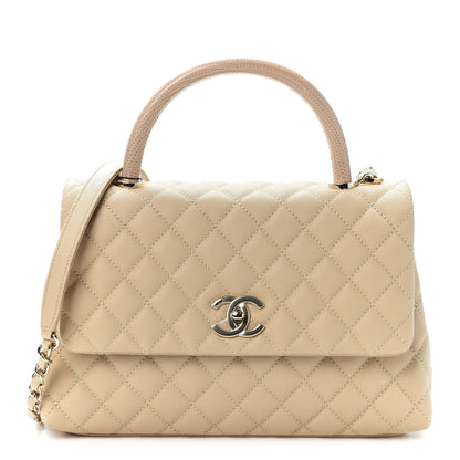 Chanel Caviar Lizard Embossed Quilted Small Coco Handle Flap Beige 1 of 10