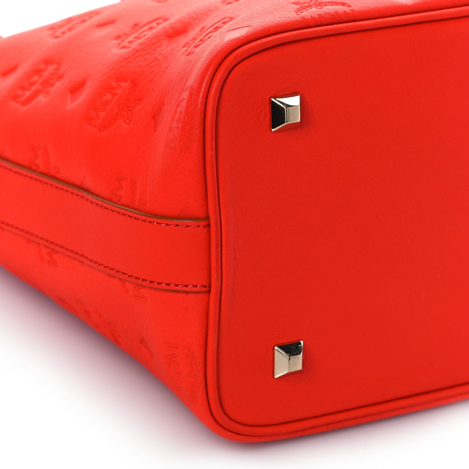 MCM Calfskin Ottomar Monogram Essential Bucket Hot Coral 7 of 9