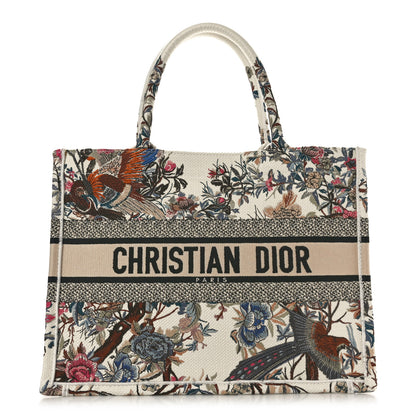 Christian Dior Canvas Embroidered Medium Jardin D'Hiver Book Tote Latte Multicolor 1 of 10