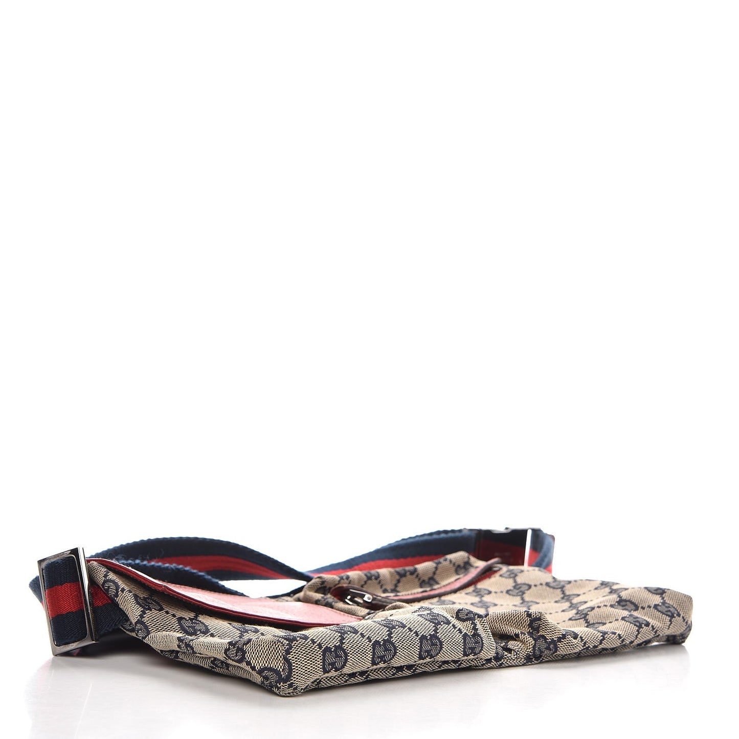 GG Monogram Web Double Pocket Belt Bag Navy Red