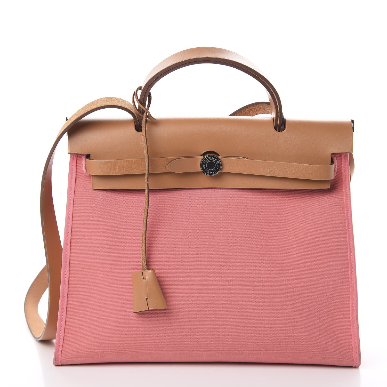 Hermes Vache Hunter Toile Herbag Zip 31 PM Rose Azalee Natural 2 of 8