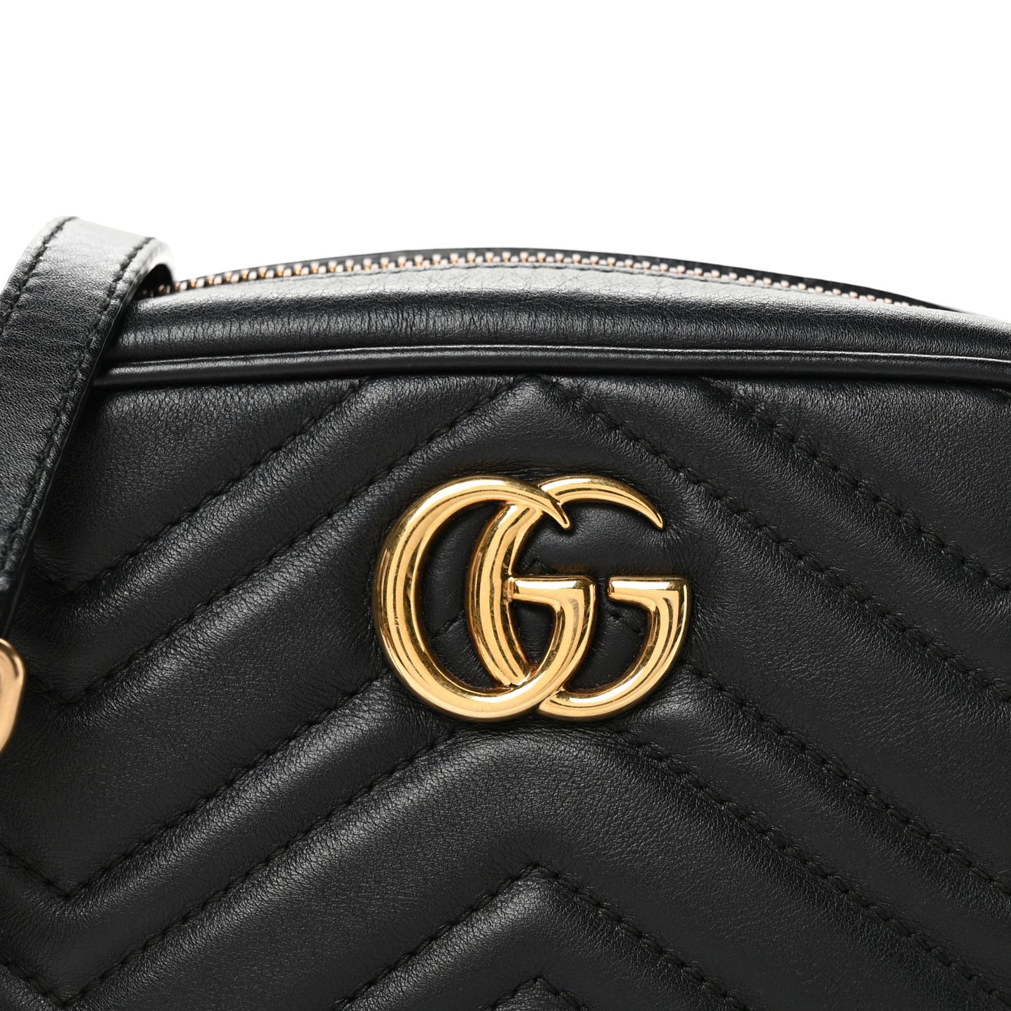 Calfskin Matelasse Mini GG Marmont Chain Shoulder Bag Black
