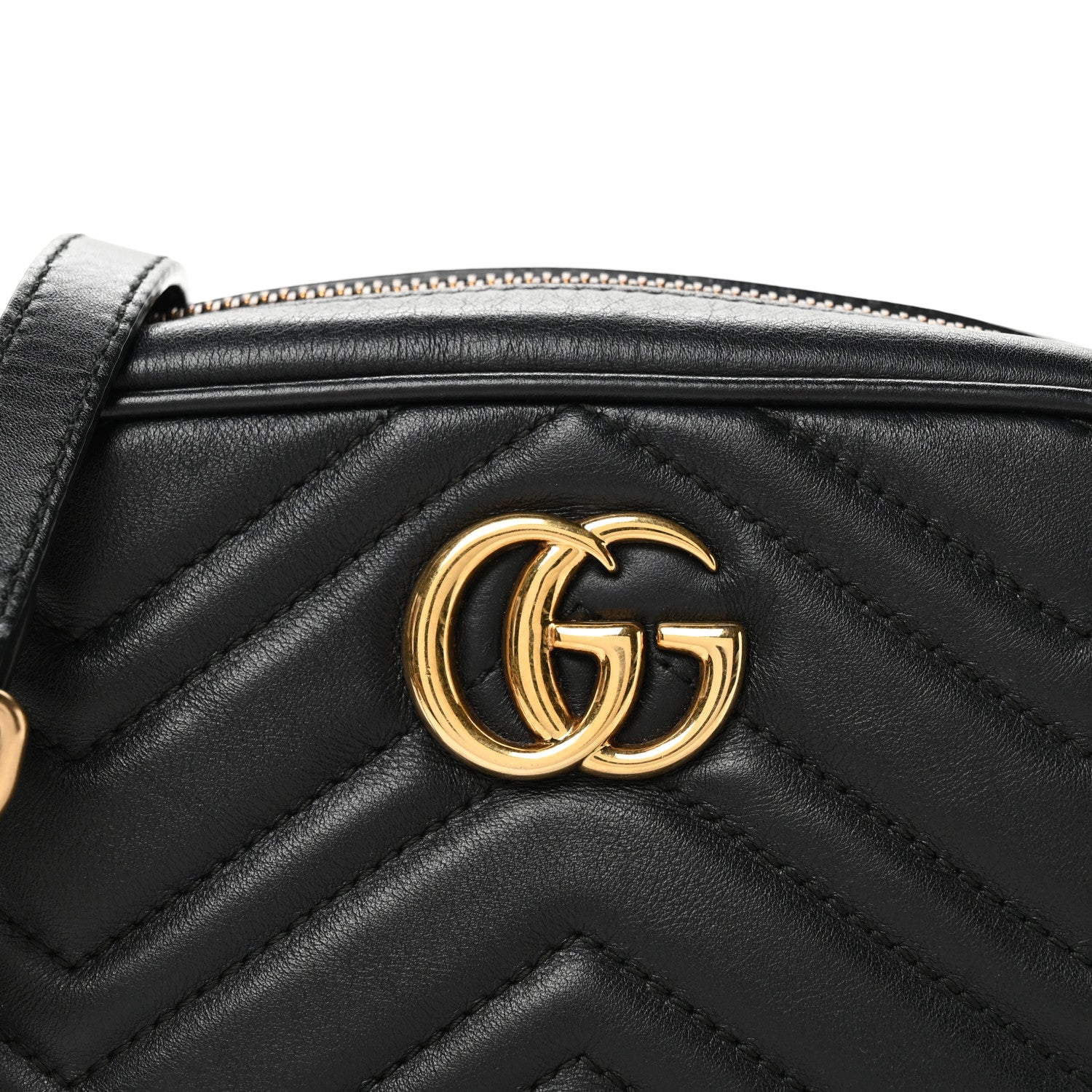 Gucci Calfskin Matelasse Mini GG Marmont Chain Shoulder Bag Black 8 of 11