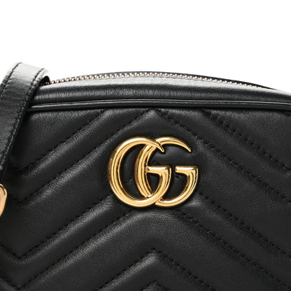 Gucci Calfskin Matelasse Mini GG Marmont Chain Shoulder Bag Black 8 of 11