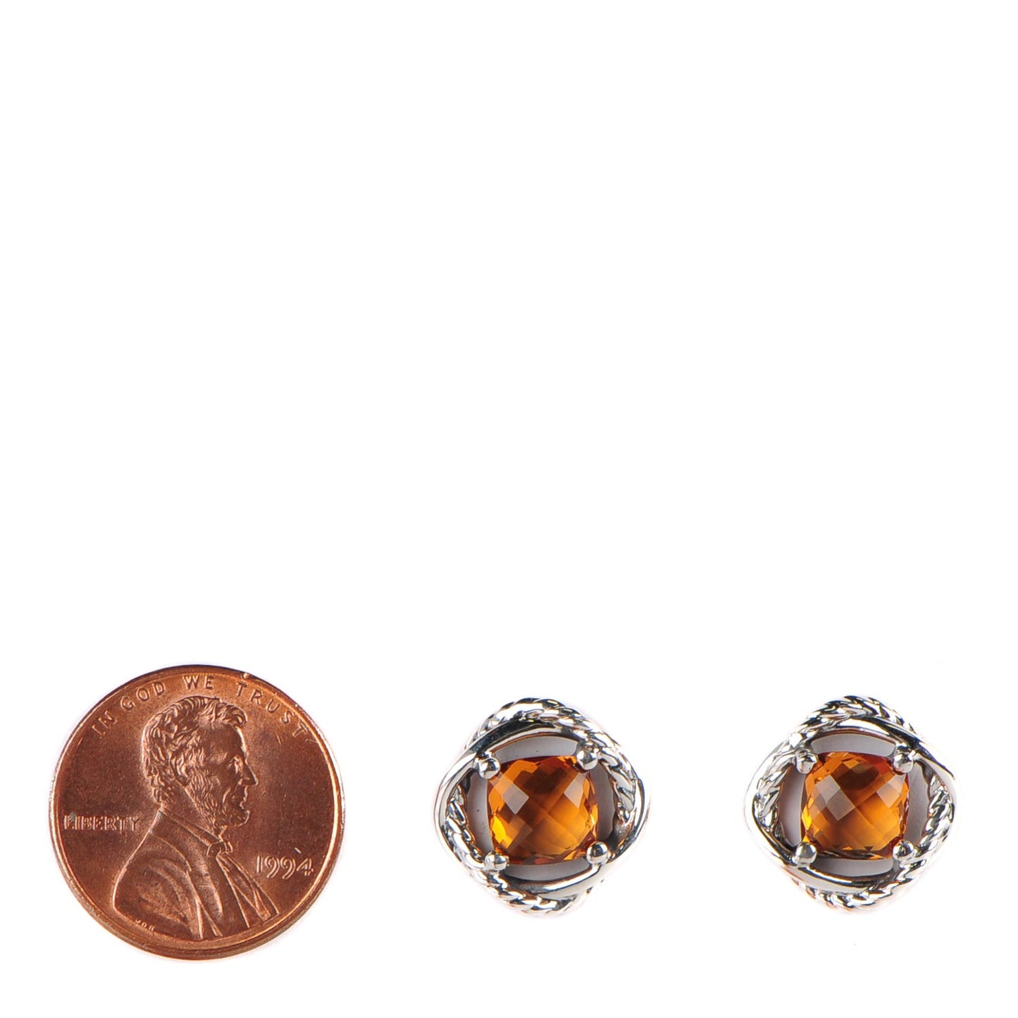 Sterling Silver Citrine 7mm Infinity Earrings