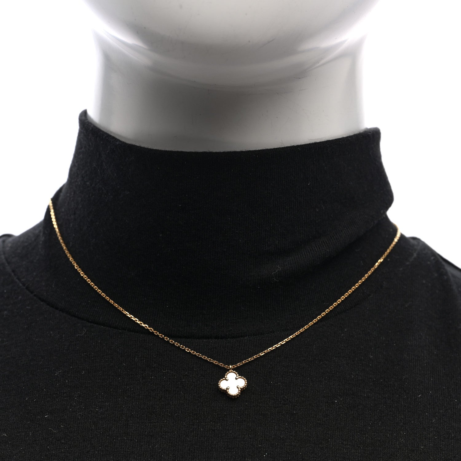 Van Cleef & Arpels 18K Yellow Gold Mother of Pearl Sweet Alhambra Pendant Necklace 2 of 4