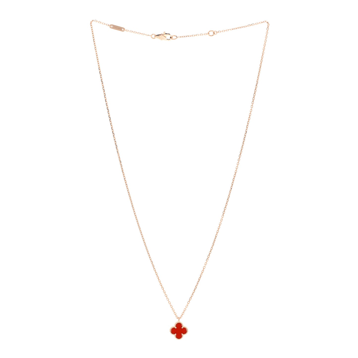 18K Rose Gold Carnelian Sweet Alhambra Pendant Necklace