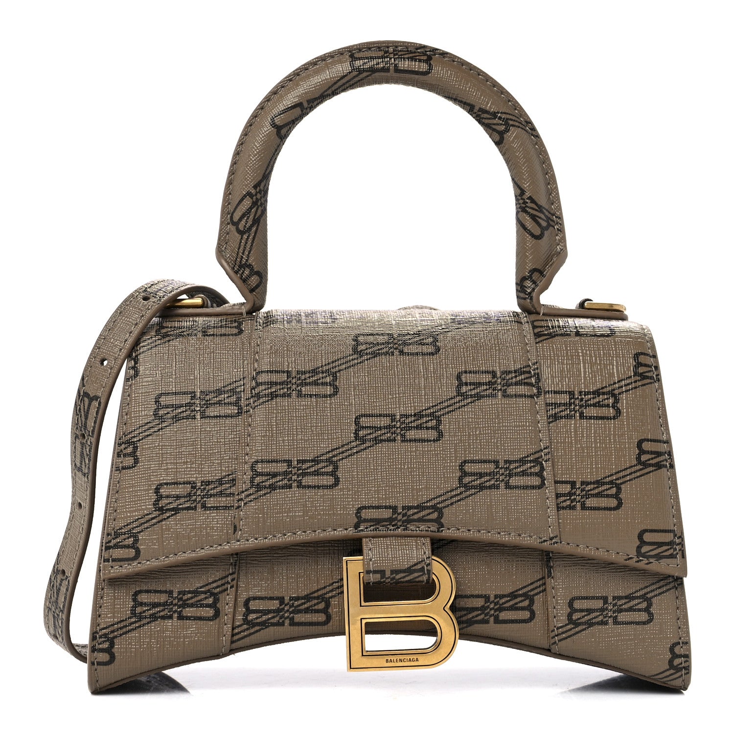 Balenciaga Coated Canvas BB Monogram Hourglass Top Handle Bag XS Beige Brown 1 of 13