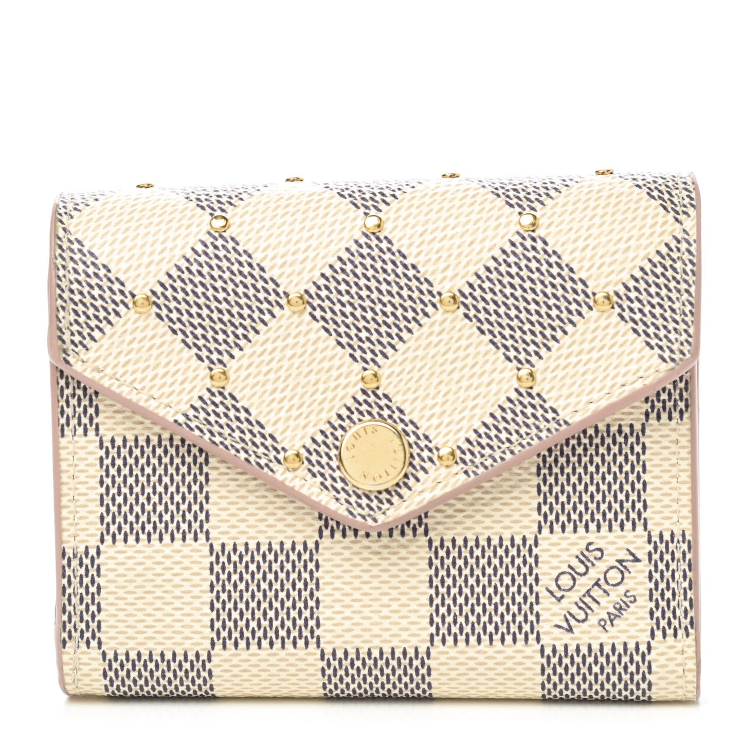 Damier Azur Studded Zoe Wallet Rose Ballerine