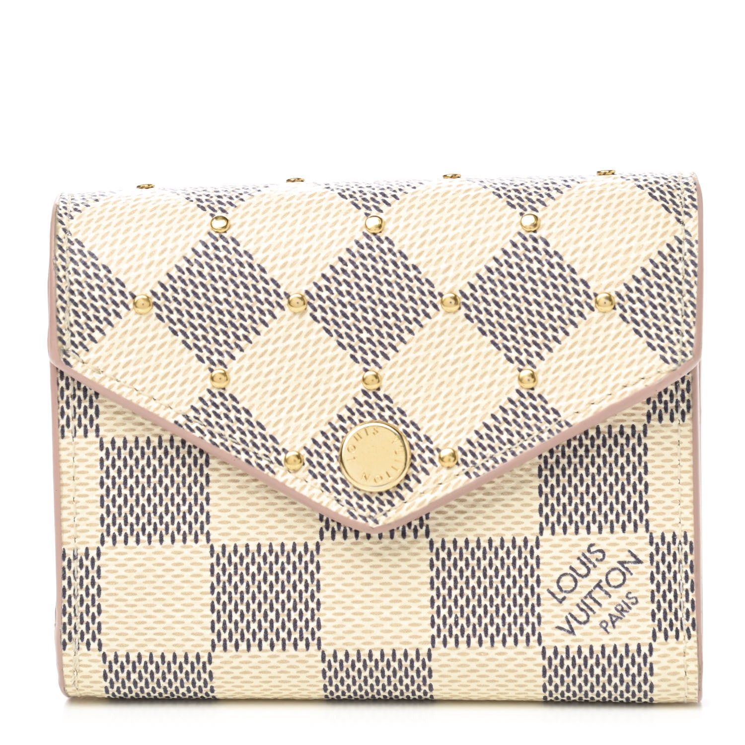 Louis Vuitton Damier Azur Studded Zoe Wallet Rose Ballerine 1 of 6