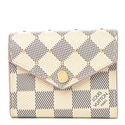 Louis Vuitton Damier Azur Studded Zoe Wallet Rose Ballerine 1 of 6